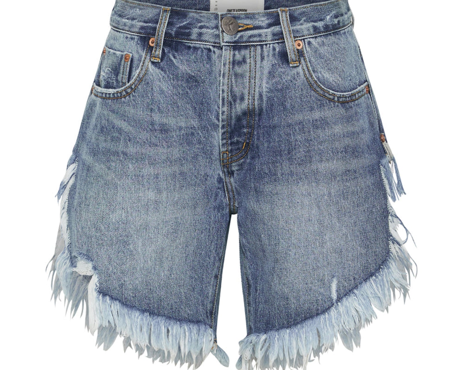 Frankies Low Waist Long Length Denim Shorts - Hollywood