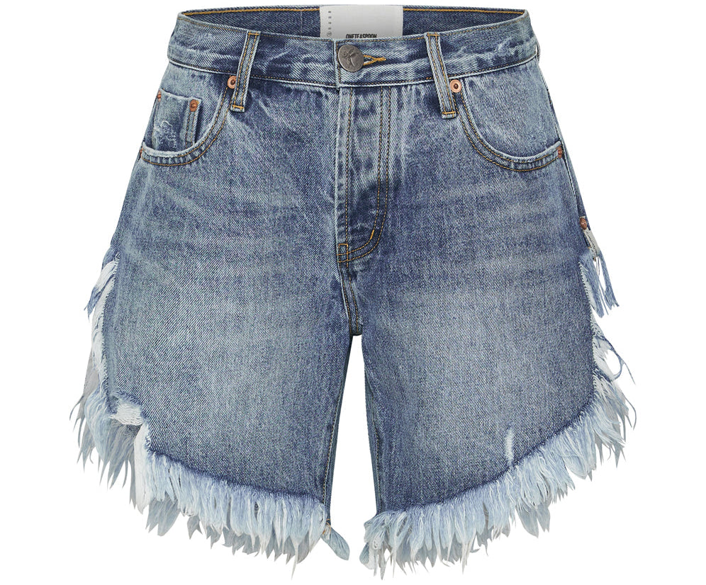 Frankies Low Waist Long Length Denim Shorts - Hollywood