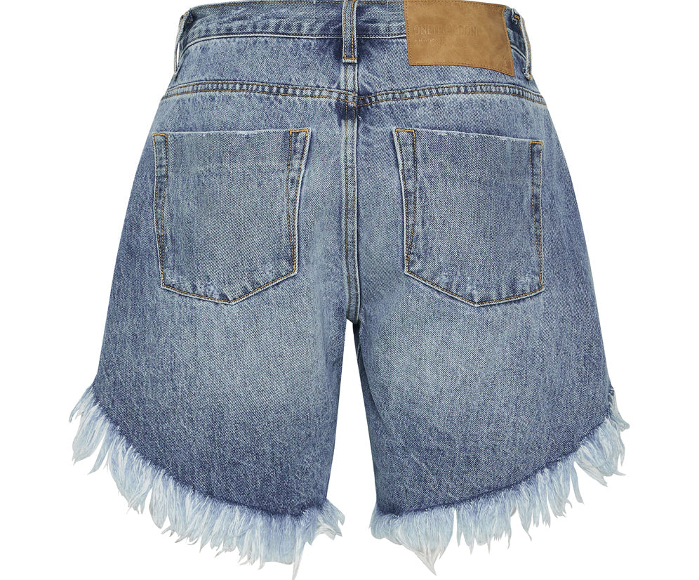 Frankies Low Waist Long Length Denim Shorts - Hollywood