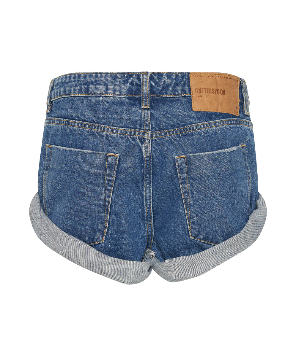 Bandits Low Waist Denim Shorts - Rosewood Blue | One