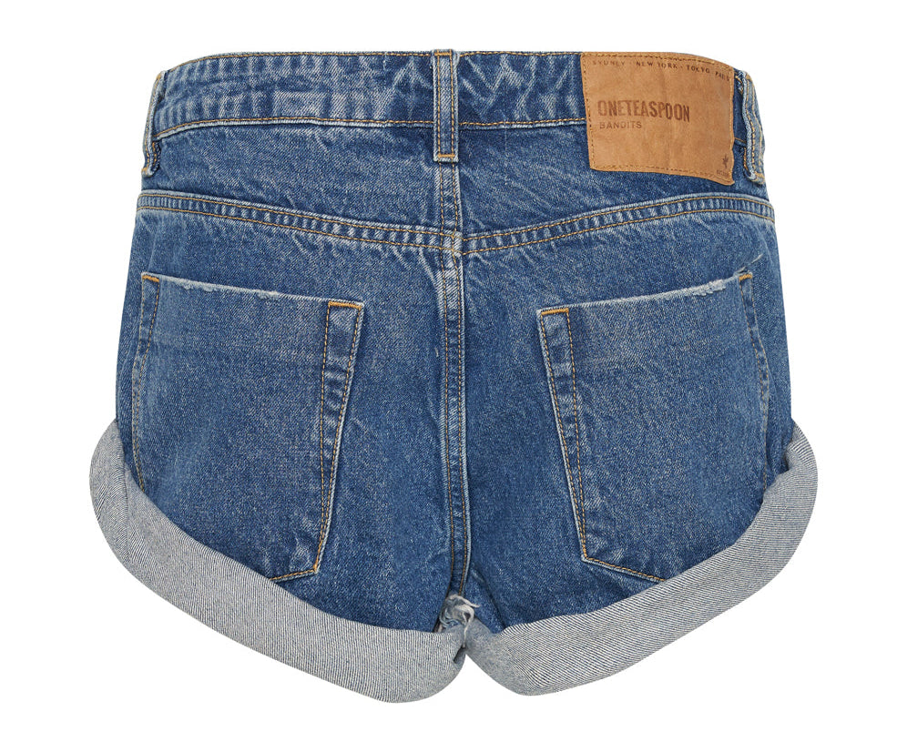 Bandits Low Waist Denim Shorts - Rosewood Blue