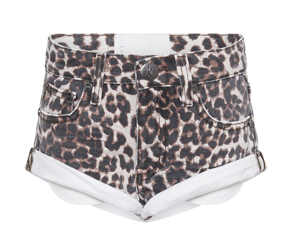 Kids Bandits Low Waist Denim Shorts - Leopard Print