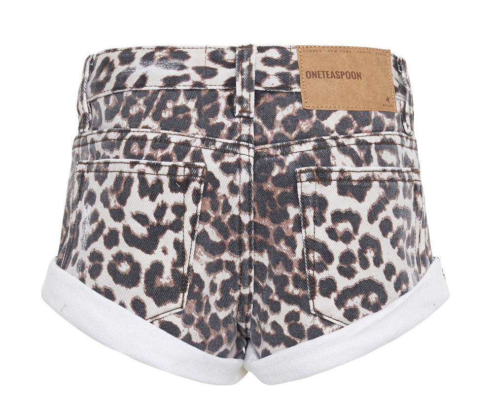 Kids Bandits Low Waist Denim Shorts - Leopard Print