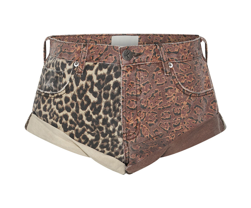 Bandits Low Waist Denim Shorts - Animal Saga Print