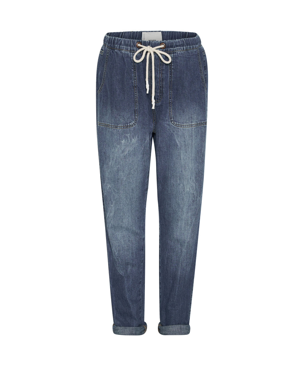 RESORT BLUE HIGH WAIST SHABBIES DRAWSTRING JEAN