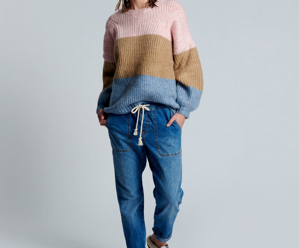 RESORT BLUE SHABBIES DRAWSTRING BOYFRIEND JEANS