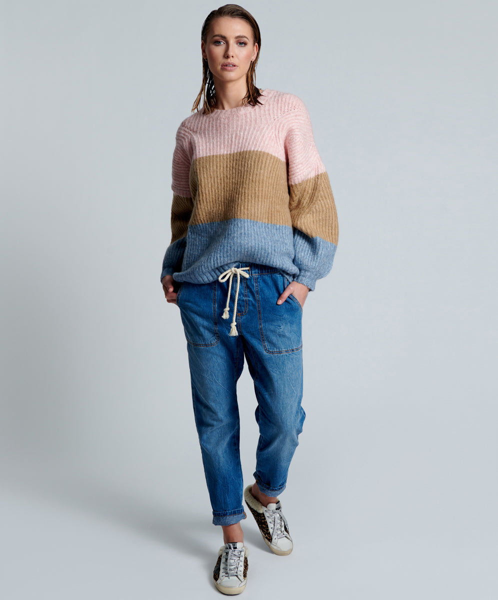 Products RESORT BLUE SHABBIES DRAWSTRING BOYFRIEND JEANS
