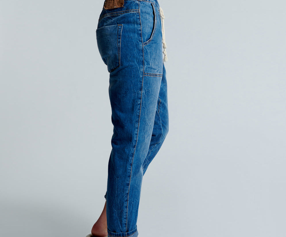 RESORT BLUE SHABBIES DRAWSTRING BOYFRIEND JEANS