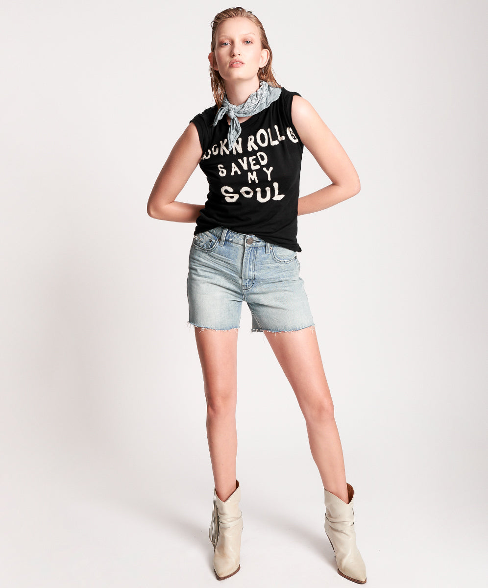 Rodeo Blue Denim Shorts Legends High Waist Mom Fit Denim Shorts - Salty Dog