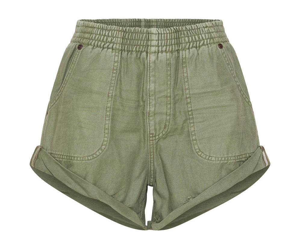 SUPER KHAKI HUNTERS ELASTICATED BOYFRIEND SHORTS