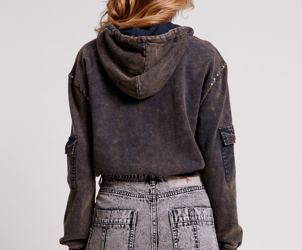 O.T.S Cargo Studded Adventure  Sweater Hoody - Rust