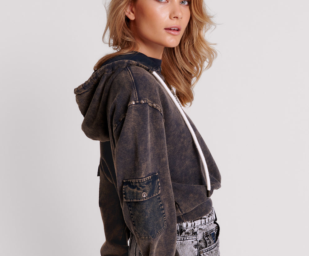 O.T.S Cargo Studded Adventure  Sweater Hoody - Rust