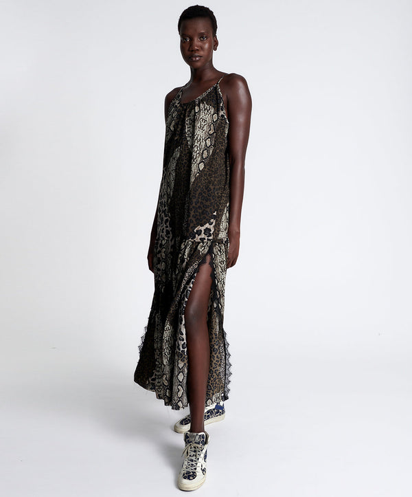 NIGHT ANIMALS LONG SPLIT DRESS