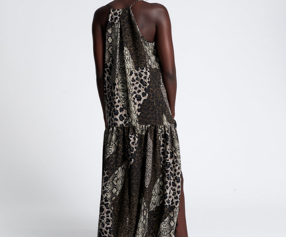 NIGHT ANIMALS LONG SPLIT DRESS