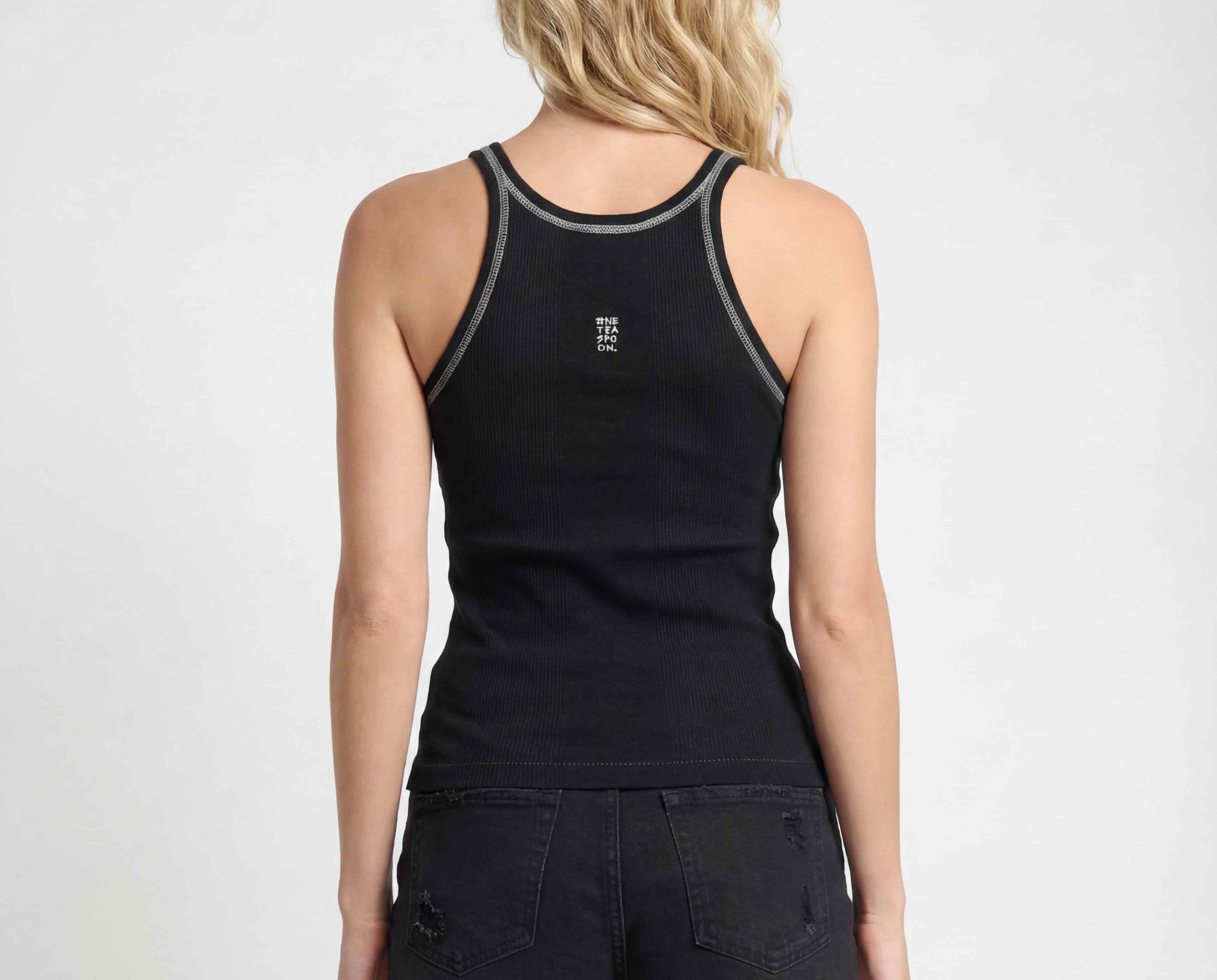 Jett Black Bower Bird Singlet - Jett Black