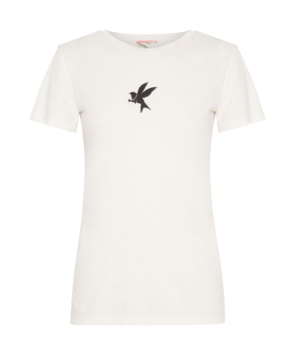 Products NATURAL WHITE BOWER BIRD ORGANIC FITTED TEE