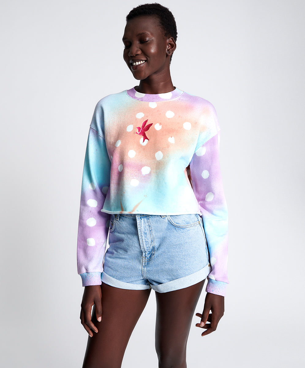 Products GRAFFITI TIE DYE CROPPED SWEAT