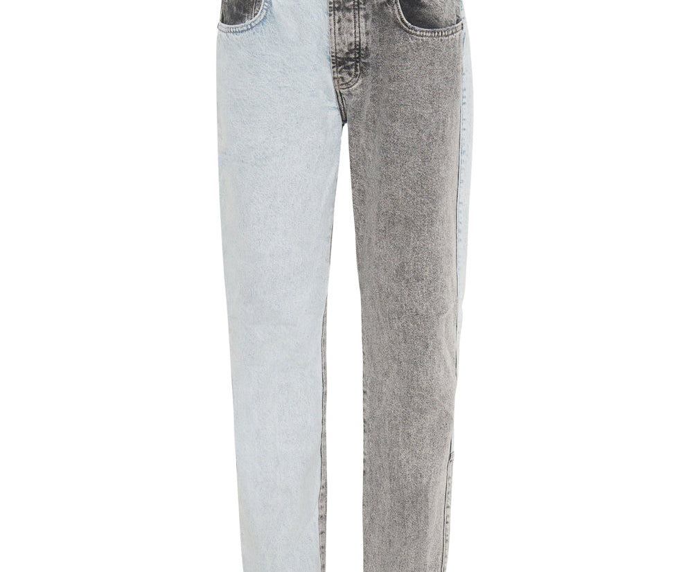 MISS MATCHED TRUCKERS MID RISE STRAIGHT LEG JEANS