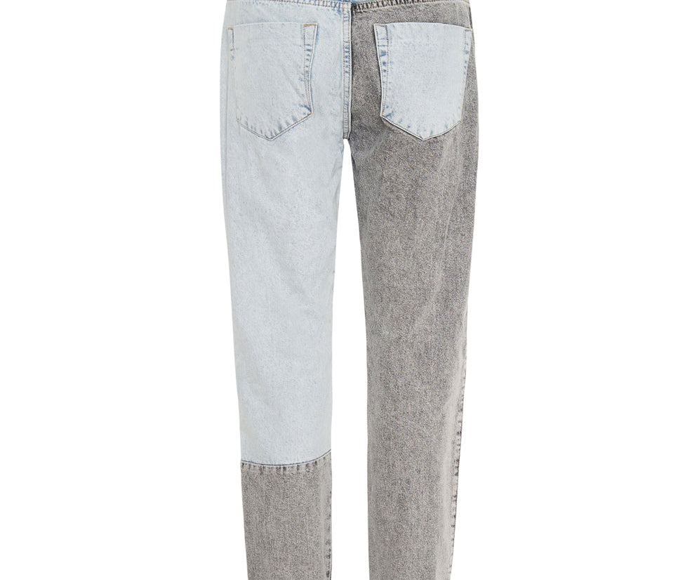 Truckers Mid Waist Straight Leg Denim Jeans - Blue Grey
