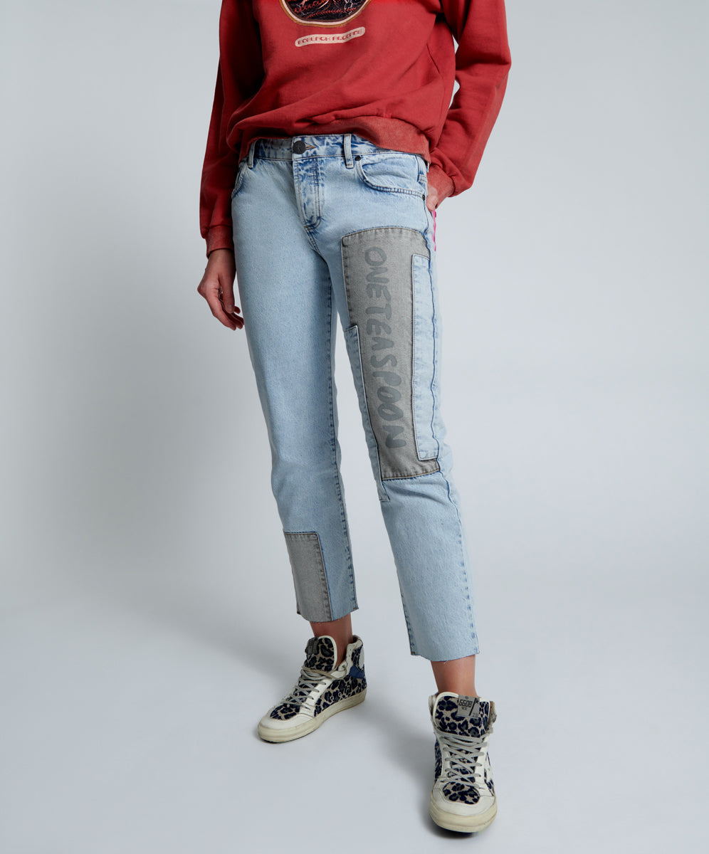 Products Truckers Mid Waist Straight Leg Denim Jeans - Circus Blue
