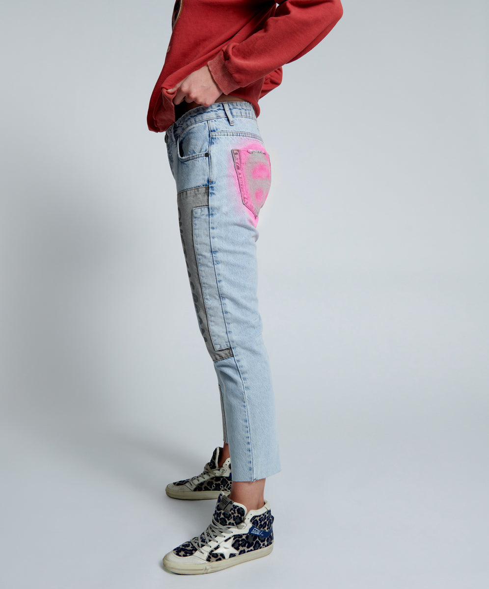 Products Truckers Mid Waist Straight Leg Denim Jeans - Circus Blue