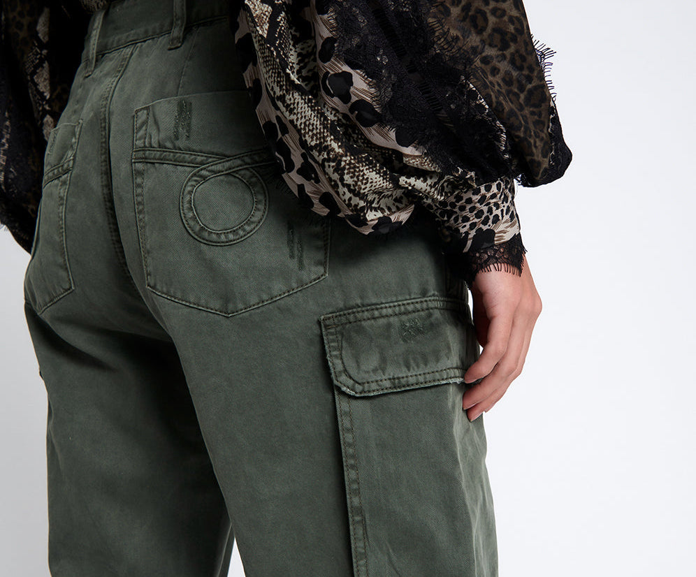 Dark Khaki Cargo Motion Denim Jeans One Teaspoon USA