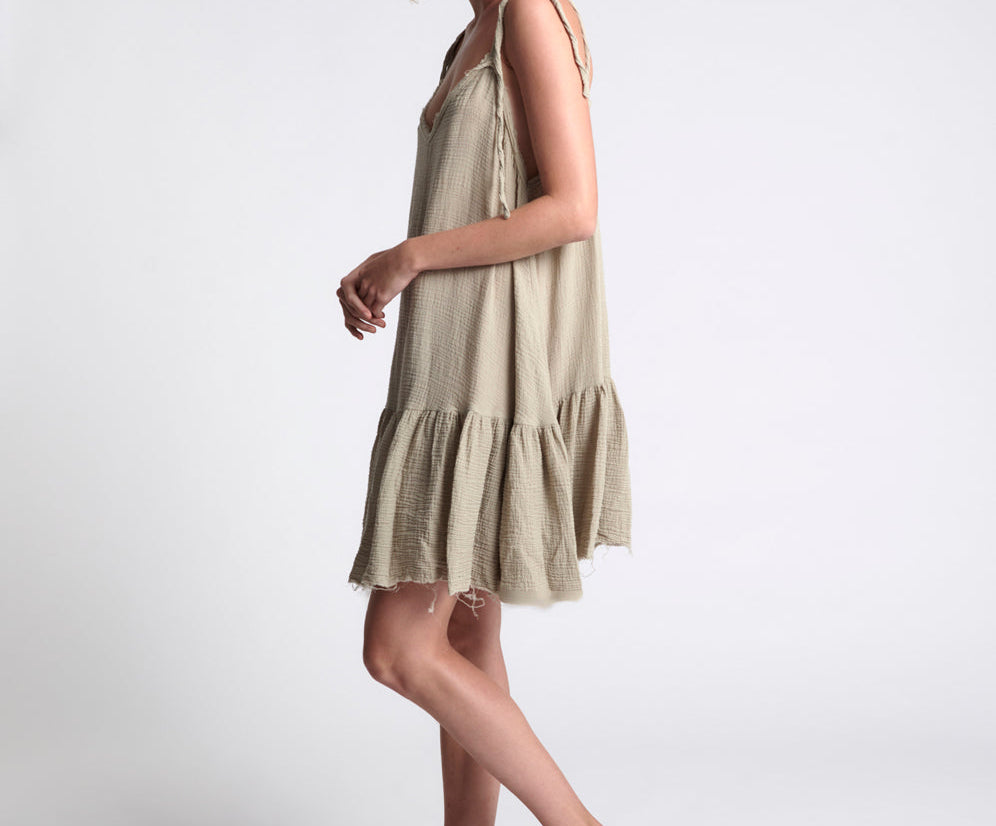 THE ICON STONE MUSLIN DRESS