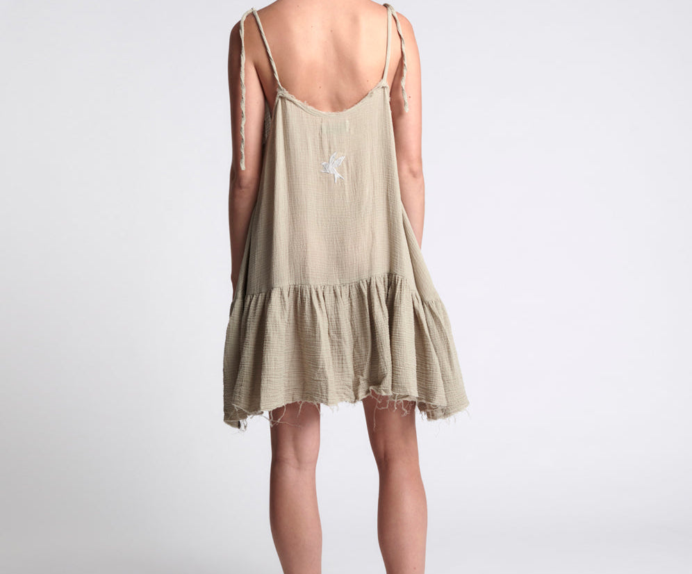 THE ICON STONE MUSLIN DRESS