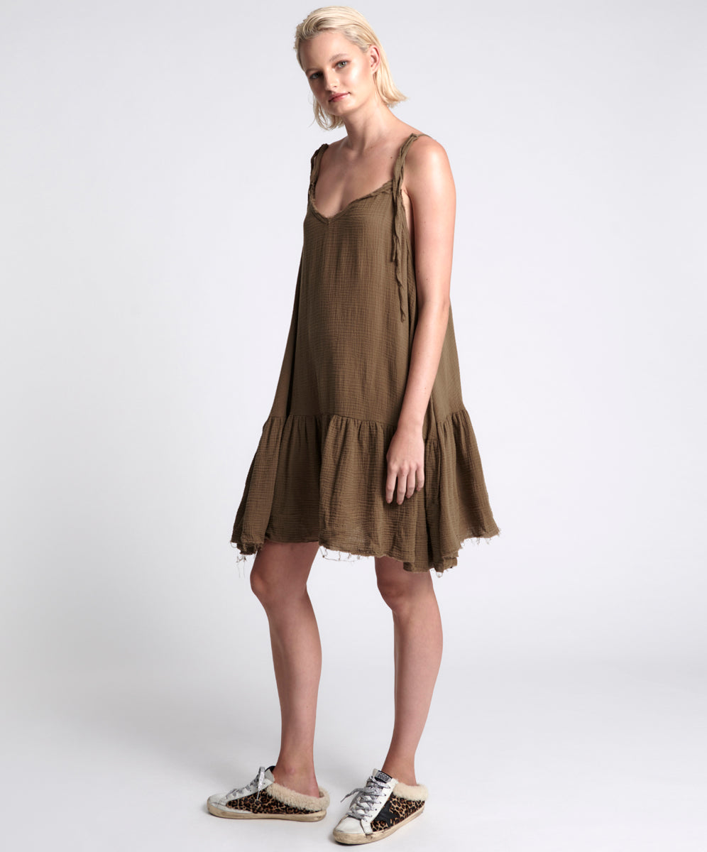 Products THE ICON WASHED KHAKI MUSLIN DRESS