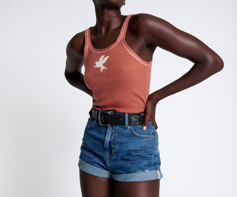 Bandits High Waist Denim Shorts - Rosewood Blue