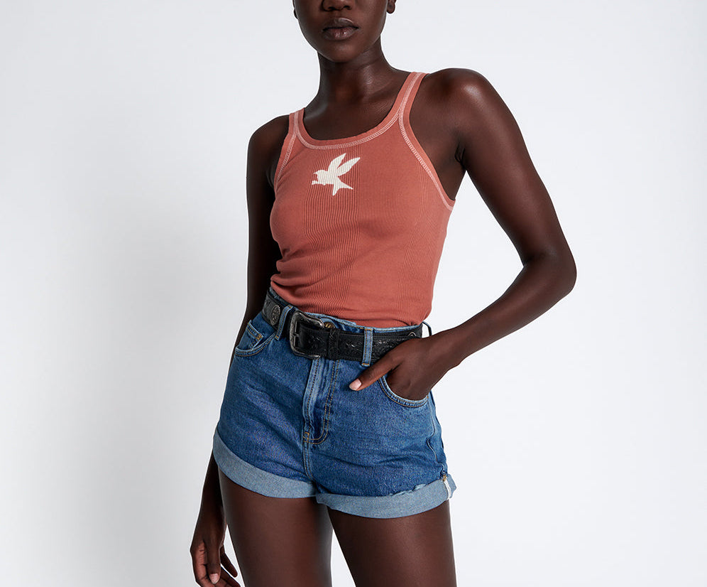 Bandits High Waist Denim Shorts - Rosewood Blue