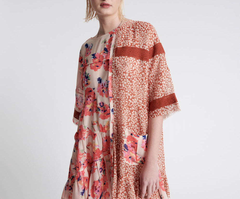 Night Dance Asymmetric Mini Dress - Mystic Flower