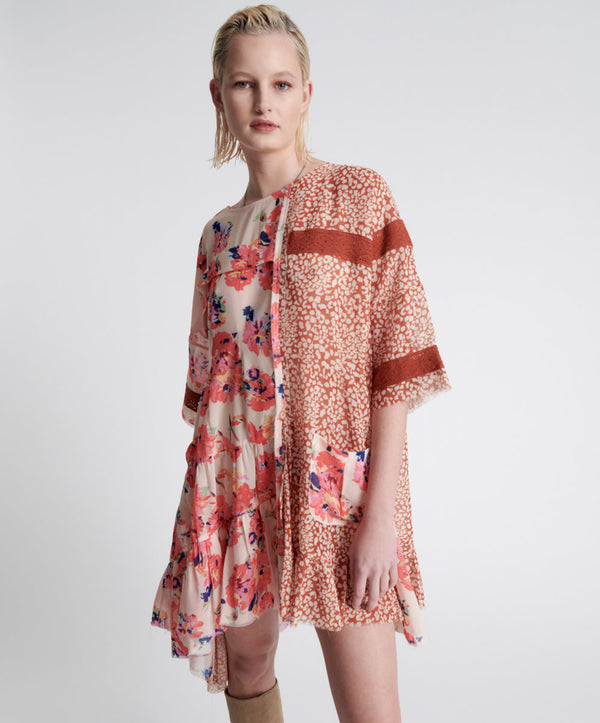 Night Dance Asymmetric Mini Dress - Mystic Flower