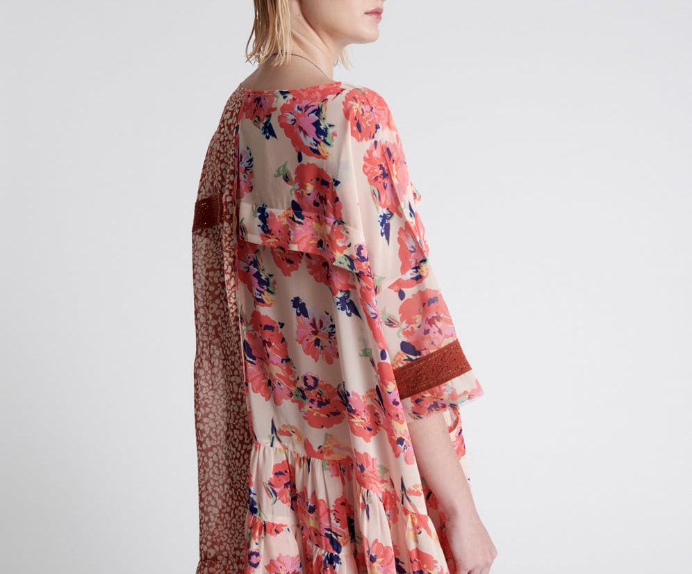 Night Dance Asymmetric Mini Dress - Mystic Flower