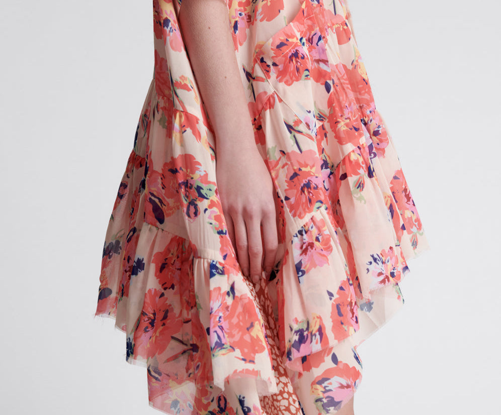 Night Dance Asymmetric Mini Dress - Mystic Flower