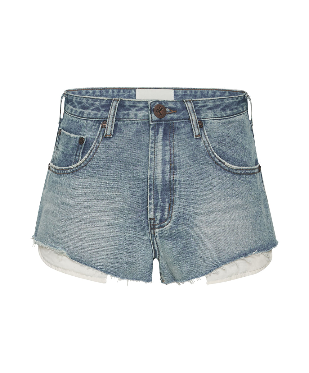 The One High Waist Cheeky Denim Shorts - Hendrixe