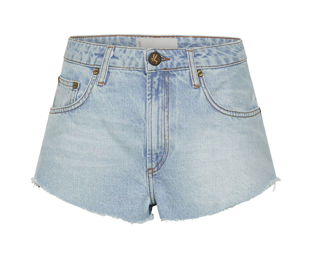 The One High Waist Cheeky Denim Shorts - Best Blue