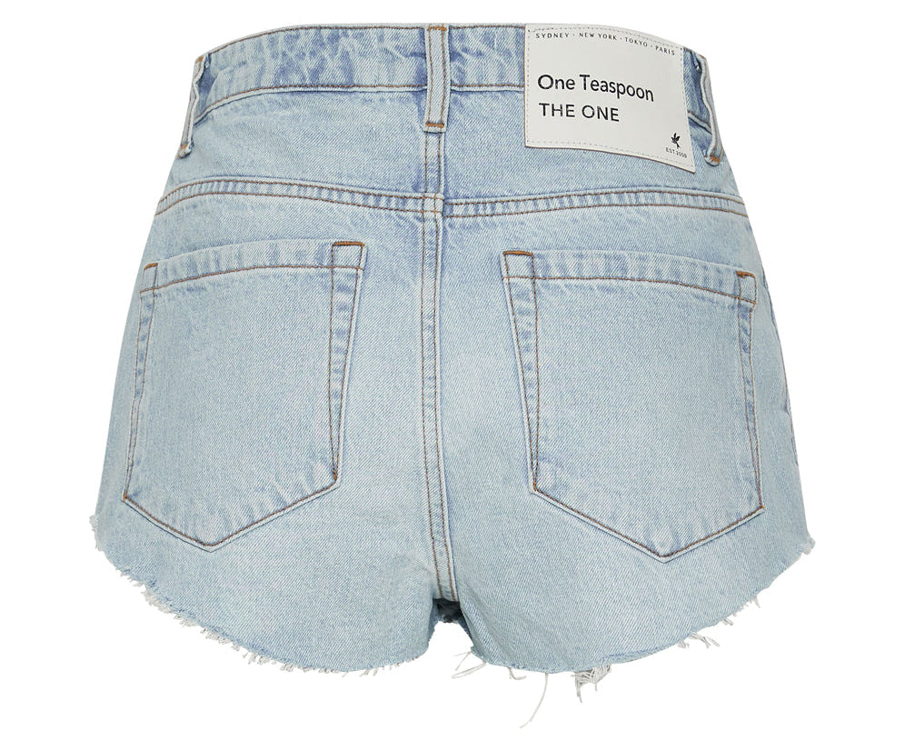 The One High Waist Cheeky Denim Shorts - Best Blue