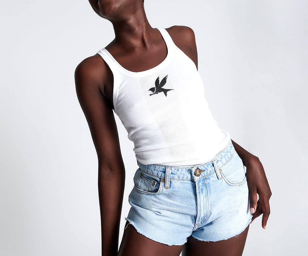 The One High Waist Cheeky Denim Shorts - Best Blue