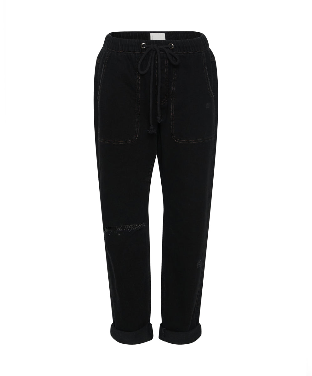 Products ONYX BLACK SHABBIES DRAWSTRING JEANS
