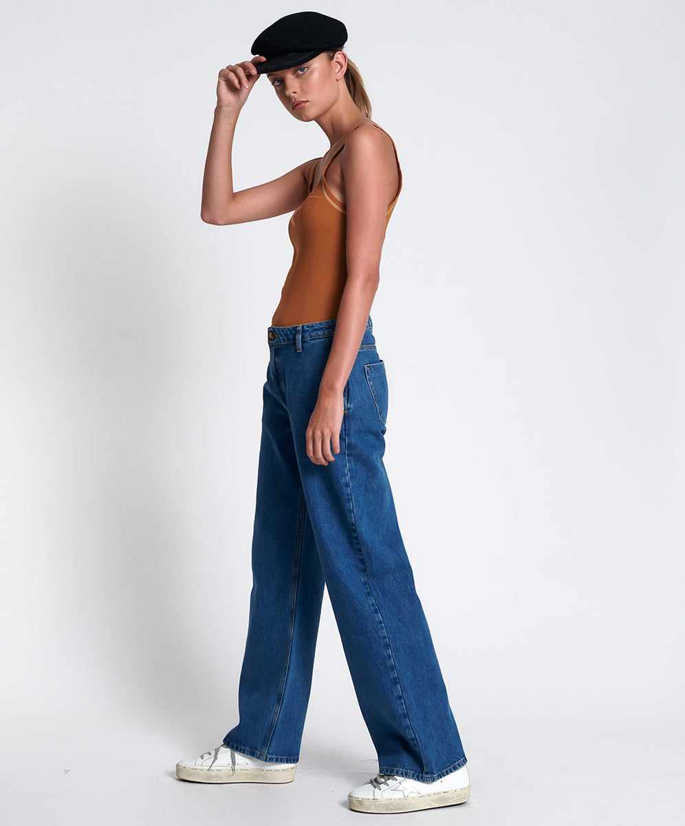 Products ROSEWOOD RYDERS MID WAIST WIDE LEG JEAN