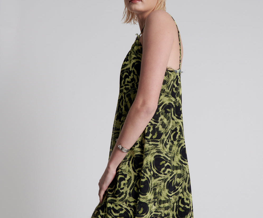 MYSTERIOUS SNAKE EYE SLIP DRESS