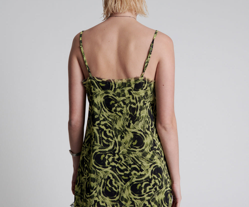 MYSTERIOUS SNAKE EYE SLIP DRESS