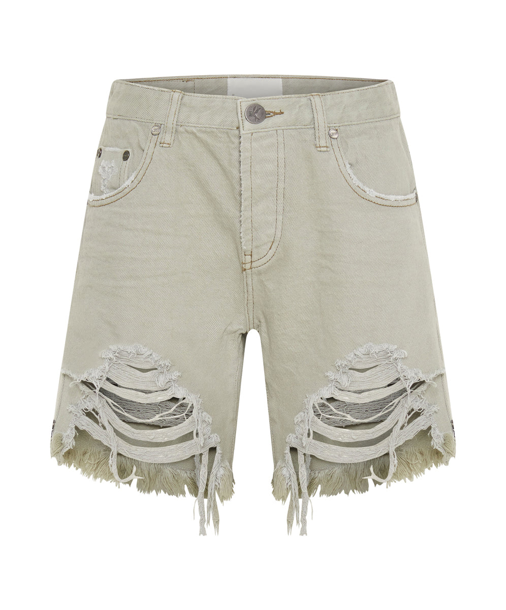 Products Stevies Low Waist Waist Long Length Boyfriend Denim Shorts - Faded Khaki