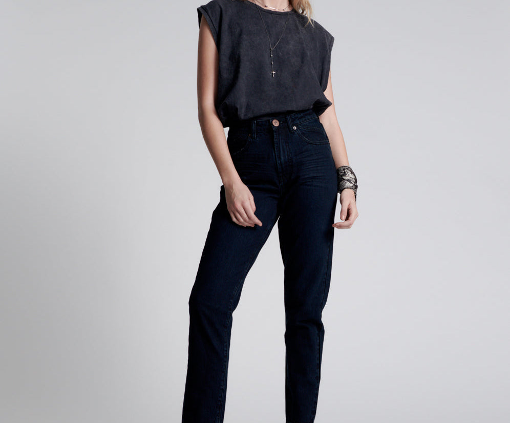 Legends High Waist Straight Leg Denim Jeans - Fox Black