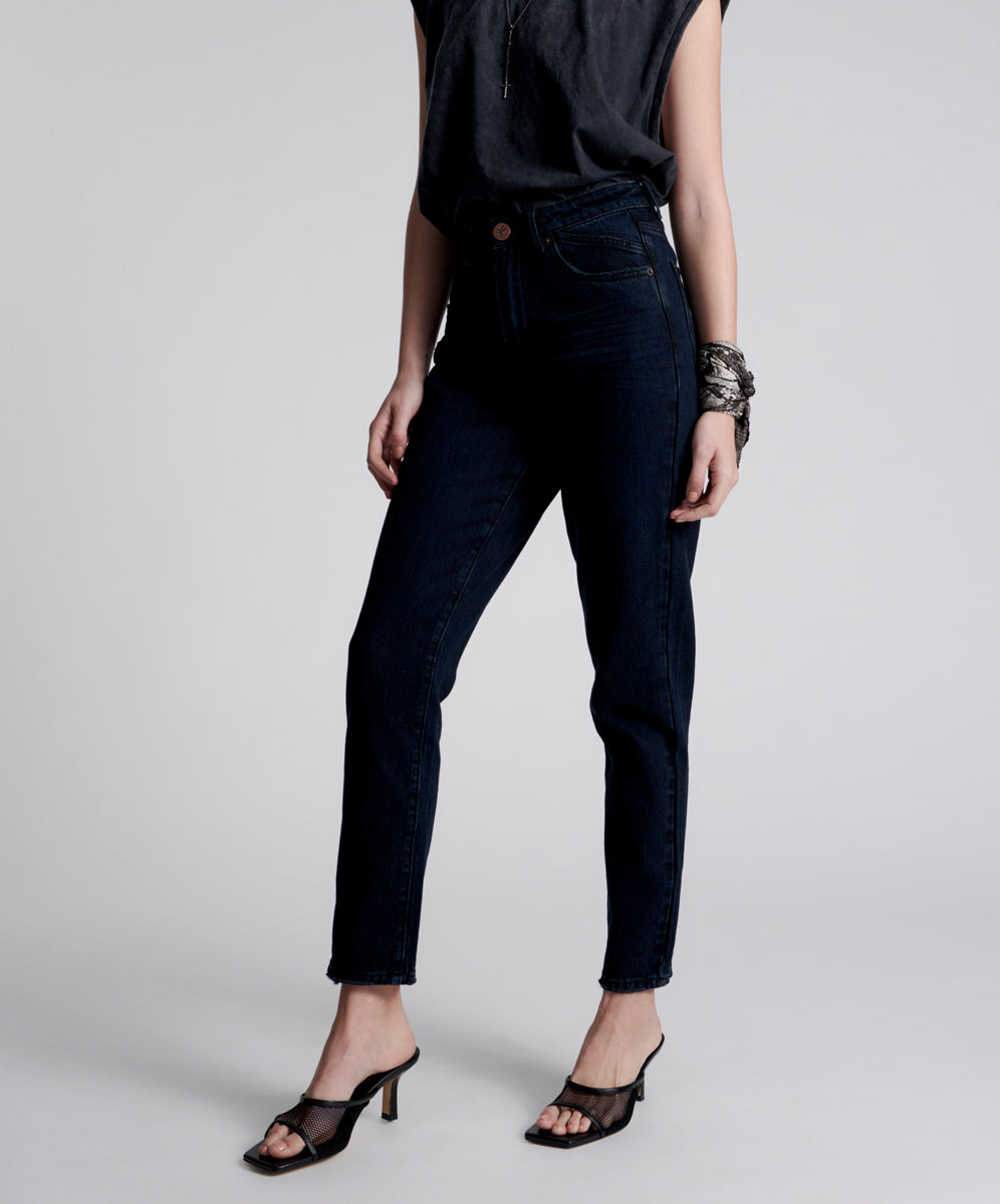 Mom Fit High Rise Denim With Lazer Print Detail | Pepe Jeans India