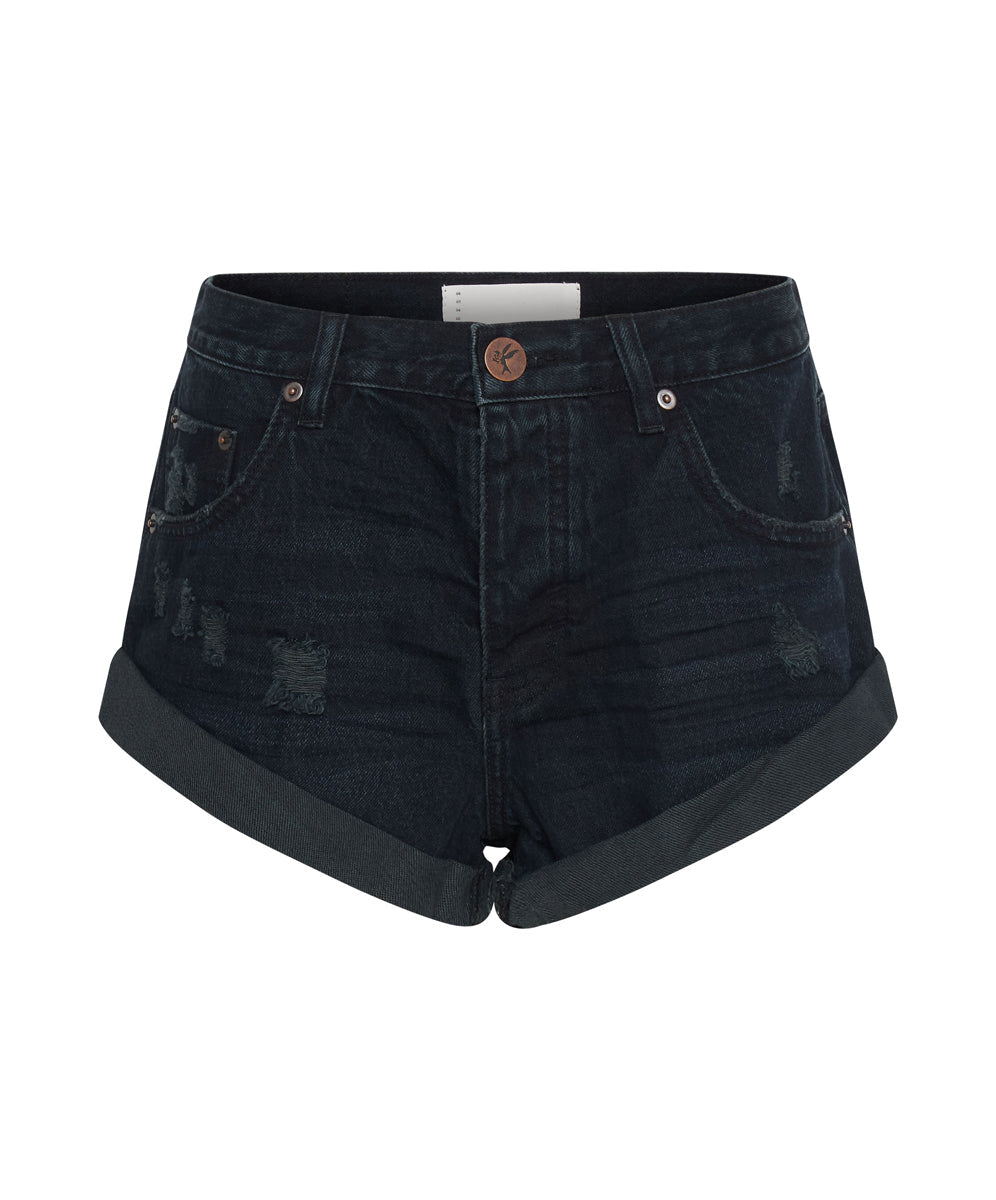 Bandits Low Waist Denim Shorts - Old Fox Black