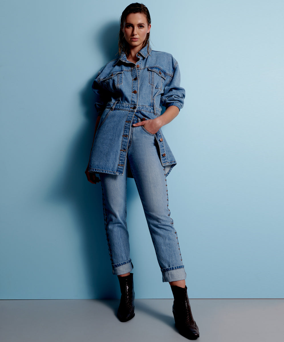 Awesome Baggies Jeans Awesome Baggies High Waist Straight Leg Denim Jeans - Ocean