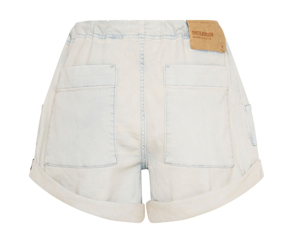 FADED BLUE LUXE STRETCH BANDITS LOW WAIST SHABBY SHORTS