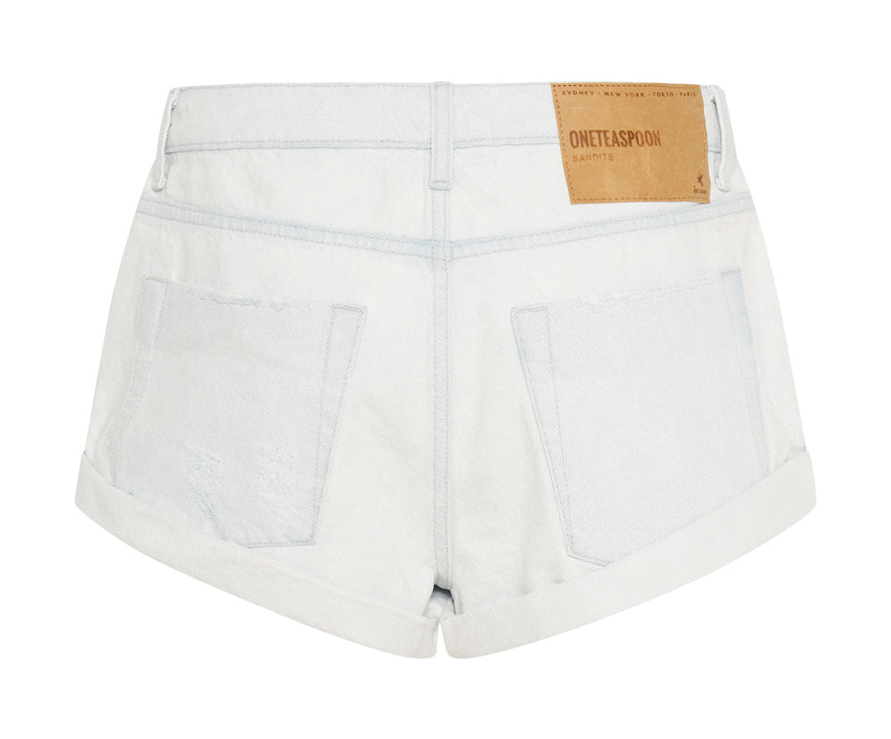 Bandits Low Waist Denim Shorts - Vanilla Sky White